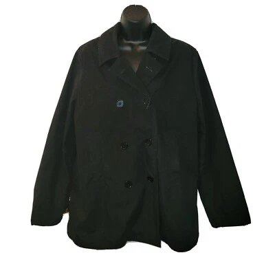 Abrigo Oleg Cassini Collection Mujer Talla XL Doble Pecho Guisante Negro Bolsillos  Foto 1 de 4