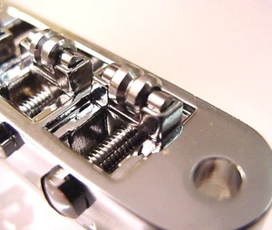 CHROME REPLACEMENT ROLLER GUITAR BRIDGE - small posts - Picture 1 of 4