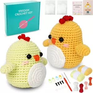 2 Pack Chick Crochet Kit for Beginners Adults Kids with Easy Yarn 3.5in - Picture 1 of 7