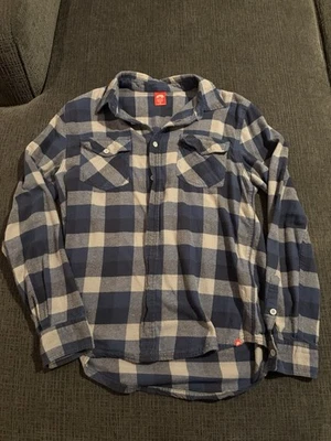 Franela a cuadros Eastern Mountain Sports para hombre azul/blanco con botones talla mediana Foto 1 de 3