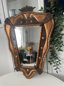 Vintage Art Nouveau Copper Mirror Arts & Crafts Hammered - Imagen 1 de 7