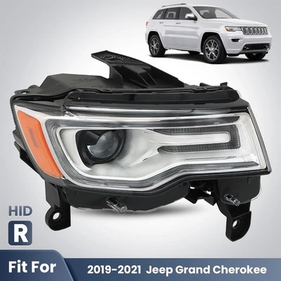 HID/Xenon Headlight For 2019-2021 Jeep Grand Cherokee Chrome Right Passenger Foto 1 de 4