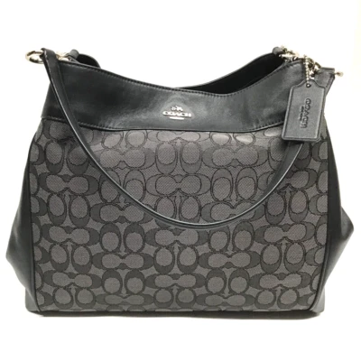 Bolso de mano Coach Lexy Signature Hobo negro humo cartera de hombro F57612 Foto 1 de 4