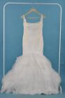 La Sposa Ivory A-Line Ruffle Skirt Ruched Boned Bodice Size 10 Wedding Dress
