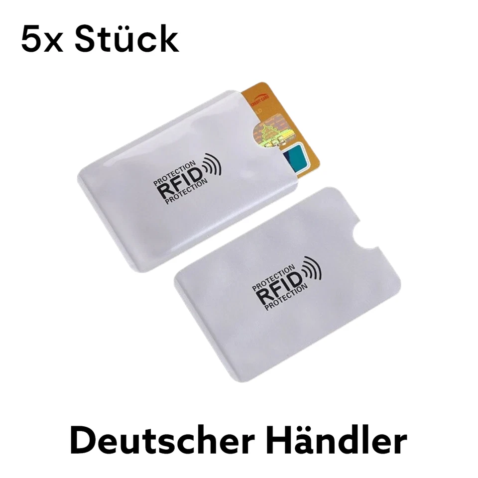 MARKENLOS 5x RFID Schutzhülle Blocker NFC Datenschutz EC Karte Kreditkarten Ausweis Hüllen