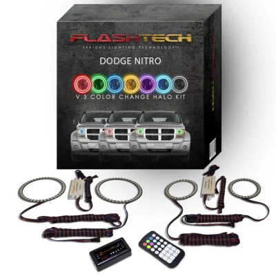Kit Halo LED RGB y aplicación Bluetooth para faros y luces antiniebla Dodge Nitro 07-12 Foto 1 de 4