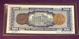 TIM PRUSMACK EXTREMELY RARE “ARTIST PROOF” MONEY ART $2000, FUN 2000, #X/250 - Picture 1 of 2