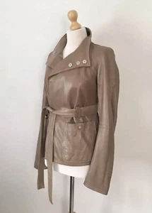 Diesel Ladies Designer Genuine Leather Belted Jacket Coat , Size S - Picture 1 of 9