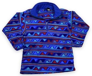 Vtg Patagonia Synchilla Fleece USA 1/4 Zip Jacket Purple Blue Red Youth M 8/10 - Picture 1 of 8