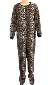 NICK And NORA Pajamas Size S One Piece Zippered Footed LEOPARD Print - Picture 1 of 10