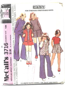 McCall's 3716 Chubbies Size 12-1/2 Shirt Jacket Top Skirt Pants Knit Pattern - Picture 1 of 1