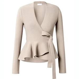 SCANLAN THEODORE-LARGE (AU 12/US 8)- CREPE KNIT PAPIRO NUDE PEPLUM WRAP JACKET - Bild 1 von 8