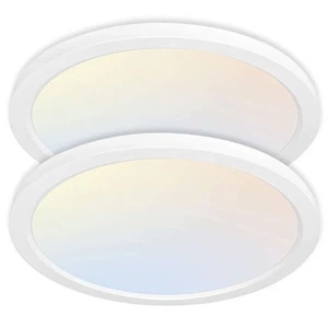 2 Pack 12 Inch Selectable CCT LED Round Flat Panel Light, 24W 3000K/4000K/500... - Picture 1 of 9