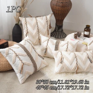 1pc Pillow Case Lumbar Pillowcase Cushion Cover Braid Tufted for Bedroom Rural - Picture 1 of 14