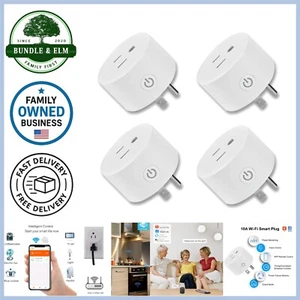 Mini WiFi Smart Plug Outlet with App Control Voice Alexa Google IFTTT 4 Pack - Picture 1 of 8