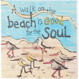Enesco E3 Home Izzie and Oliver Walk on the Beach 20/PK Cocktail Napkins 6011517 - Picture 1 of 2