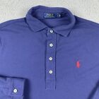 Polo Ralph Lauren Shirt Mens Large Blue 4 Button Collar Preppy Long Sleeve