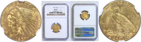 1927 $2.50 Gold Coin NGC MS-63 Cover