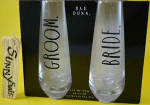 Vasos de flauta de vino de champán sin tallos Rae Dunn 10 oz NOVIA NOVIO boda - Imagen 1 de 7
