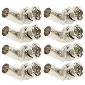 8 Pcs BNC Male to Female Right Angle Adapter Coax Coaxial Cable Connector Nickel - Picture 1 of 4