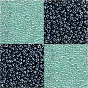 Miyuki Seed Beads 8/0 Turquoise, Gunmetal - Picture 1 of 5