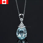 Aquamarine Gemstone Jewelry Pendant Silver Chain Necklace New Natural 