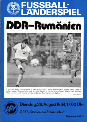 28.08.1984 DDR - Rumänien in Gera, Länderspiel - Bild 1 von 3