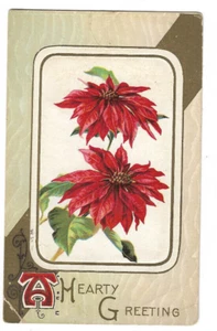 Antique Postcard A Hearty Greeting Poinsettia Flower 1921 - Picture 1 of 2