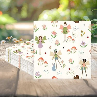 50 servilletas de cóctel de papel Woodland Fairy para niñas cumpleaños blanco encantado... Foto 1 de 4