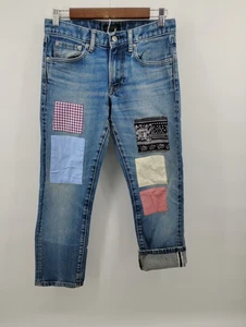 Uniqlo Selvedge Kaihara Jeans Slim Fit Straight Leg Low Rise Patched Denim 30x26 - Picture 1 of 12