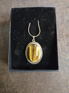Premier Designs Tigerauge Cabochon Anhänger Halskette - Bild 1 von 1