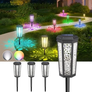 Colored Solar Powered Pathway Landscape Lights Outdoor Cool White & RGB Dusk ... - Picture 1 of 8