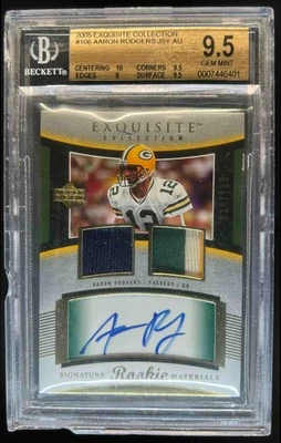 Parche Aaron Rodgers 2005 Upper Deck Exquisite Collection radiocontrol automático #25/199 BGS 9,5 Foto 1 de 2