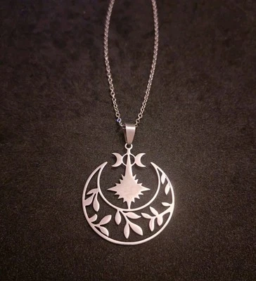 Collar Suéter Luna y Estrella Extra Largo 80cm Cadena Acero Inoxidable Precioso Artículo Foto 1 de 4