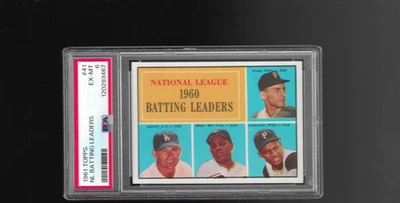 1961 TOPPS 1960 BATTING LEADERS WILLIE MAYS ROBERTO CLEMENTE #41 GRADED PSA 6 - Image 1 of 2