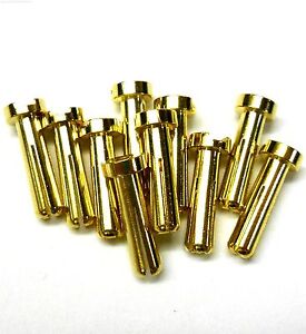 C0407x10 RC Connector 4mm 4.0mm Gold Plated Male Bullet Banana x 10 