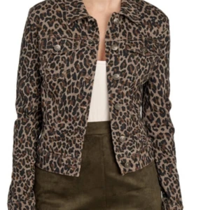 Nine West Jean Jacket Sarah Denim Tan Wild One Leopard Print New MSRP $79 - Picture 1 of 30