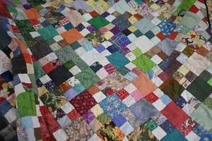 Handmade Quilt Patchwork Kids Blanket 46" x 64" Hand Quilted Multi-Color - Picture 1 of 6