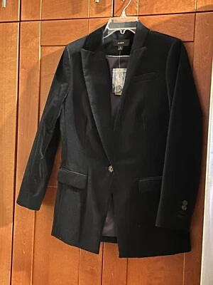 Blazer J CREW Manga Larga Terciopelo Algodón Negro Talla 8 $328 Foto 1 de 4
