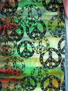 Multi-colored background with black Peace Signs Batik? - Picture 1 of 1