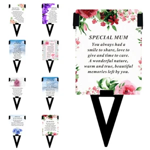 Plastic Memorial Laminated Message Card & Holder Stick Plaque Tribute Graveside - Picture 1 of 16