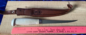 Vintage 1967 Normark Hand Ground Stainless Filet Knife w/Leather Sheath - Picture 1 of 12