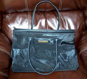NEW GIORGIO BEVERLY HILLS DESIGNER SATIN HANDBAG PURSE BAG with LEATHER HANDLES - Picture 1 of 5
