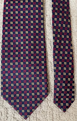 Corbata de seda tejida Brooks Brothers Nvay azul rojo amarillo geométrica floral Foto 1 de 4