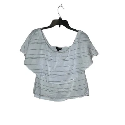 Blusa Worth feminina listrada fora do ombro camponesa cropped gaze branca tamanho 8 - Imagem 1 de 4