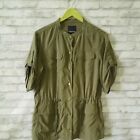 Trouve Women?S Snap Front Olive Green Short Sleeve Shirt Xs Casual Adjustable