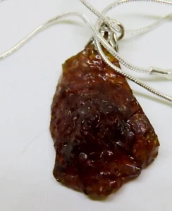 Mexican Rough Redish Amber Pendant with silver plated 925 chain - Bild 1 von 7