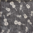 Stof European My Composition Violins, Guitars Cellos Grey Cotton Fabric By Yard