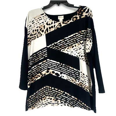 Top Chicos Zenergy 1 Talla M Estampado Leopardo Espalda Dividida Negro Mangas 3/4 Foto 1 de 4