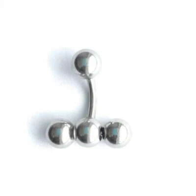 TODA LA LONGITUD: Hecho a mano REVERSIBLE Acero quirúrgico 3 BOLAS ENROLLABLES 14g VCH BARRA Foto 1 de 4